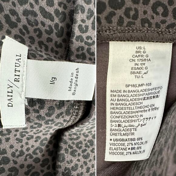 Daily Ritual Gray Leopard Print Legging Pant Size Large - Picture 6 of 6